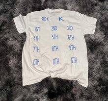 Load image into Gallery viewer, Class of Handprint shirts. (BLACK AND WHITE MATERIAL ONLY ON SHIRTS)
