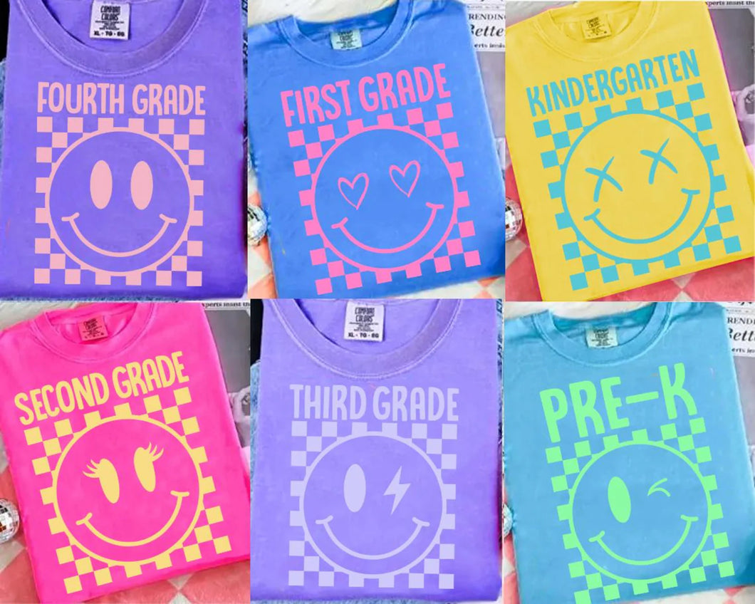 Checker Smiley Face Pre-K - Fourth Grade